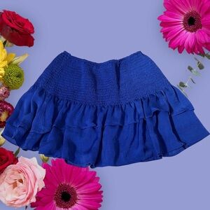 Colletta The Co-Op Colbat Blue Smocked Tiered  Ruffled Circular Mini Skirt